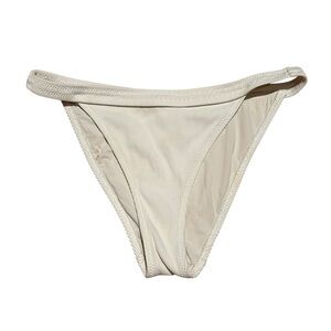 solid and striped white bikini bottom is ribbed material size small